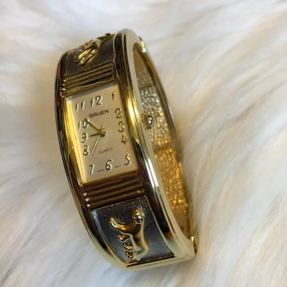 Gruen Panther 2 Tone Bangle Watch